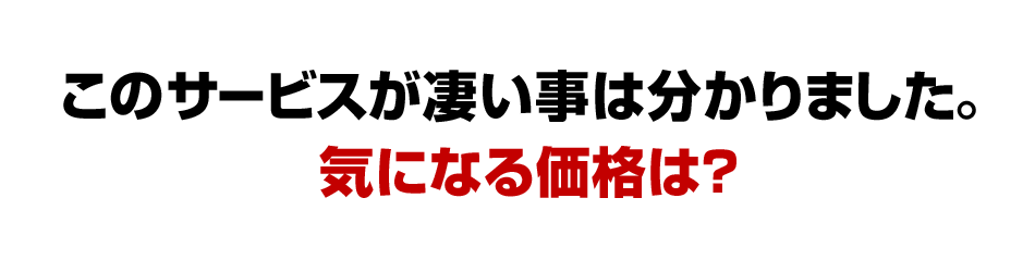このサービスが凄い事は分かりました。気になる価格は？